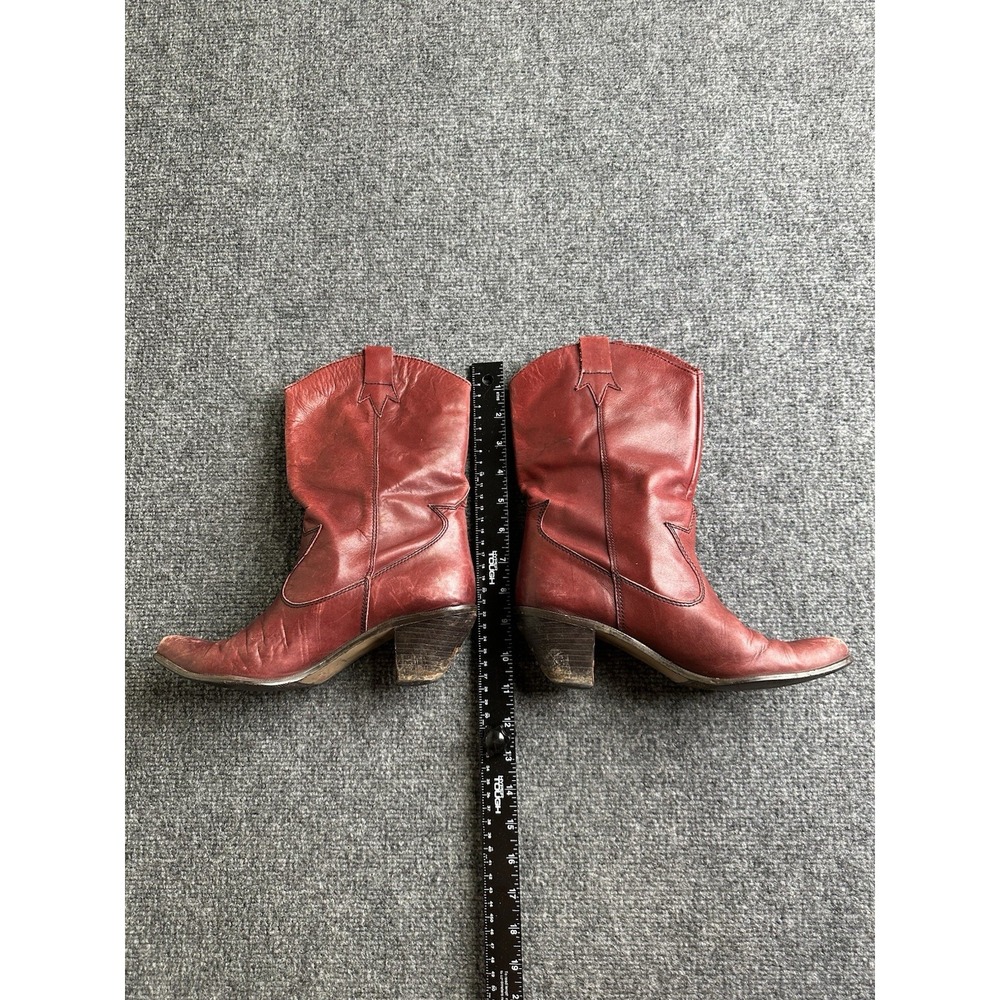 Women's Vintage Red Leather Western Cowboy Boots Made in Brazil, Size US 8.5 B - Picture 4 of 6